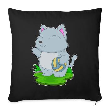 Chat Joueur de Volley-ball Volley-ball - Housse de coussin décorative 45 x 45 cm - noir - Devant