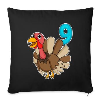 9th Birthday Motif Turkey - 9 Years - Sofa pillowcase 17,3'' x 17,3'' (45 x 45 cm) - black - Front