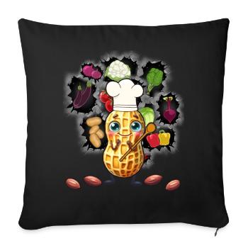Erdnuss Koch Köche Köchin Gemüse Vegetarisch - Sofakissenbezug 45 x 45 cm - Schwarz - Vorne
