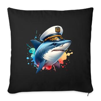 Capitaine requin - Housse de coussin décorative 45 x 45 cm - noir - Devant