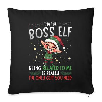 Je suis le lutin chef : look de partenaire familial Noël - Housse de coussin décorative 45 x 45 cm - noir - Devant