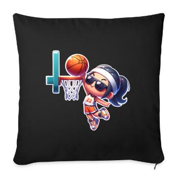 Basketball Basketball Basketball Femme - Housse de coussin décorative 45 x 45 cm - noir - Devant