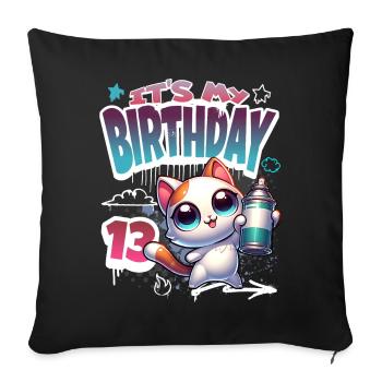 13th Birthday Cat Graffiti - Sofa pillowcase 17,3'' x 17,3'' (45 x 45 cm) - black - Front