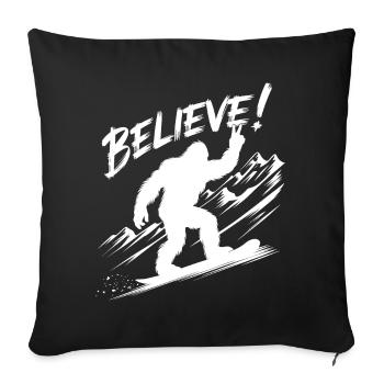 Sasquatch Bigfoot Snowboard Snowboarder - Sofa pillowcase 17,3'' x 17,3'' (45 x 45 cm) - black - Front