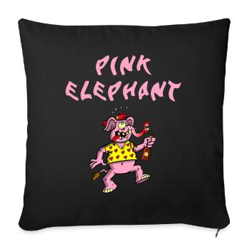 éléphant rose - Housse de coussin décorative 45 x 45 cm - noir - Devant
