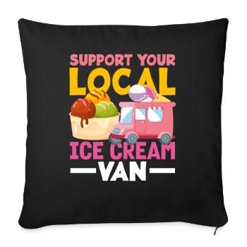 Soutenez votre amateur de glaces Van - Housse de coussin décorative 45 x 45 cm - noir - Devant