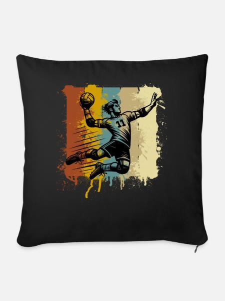 Handball Handballer - Sofakissenbezug 45 x 45 cm - Schwarz