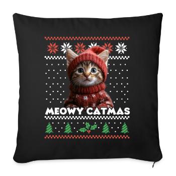 Meowy Catmas Christmas Matching Look - Cat Fans - Sofa pillowcase 17,3'' x 17,3'' (45 x 45 cm) - black - Front