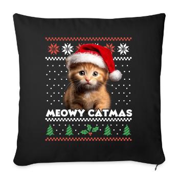 Meowy Catmas Christmas Matching Look - Santa Hat - Sofa pillowcase 17,3'' x 17,3'' (45 x 45 cm) - black - Front