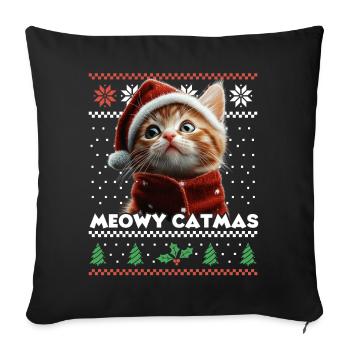 Meowy Catma's Christmas Matching Look with Kitten - Sofa pillowcase 17,3'' x 17,3'' (45 x 45 cm) - black - Front
