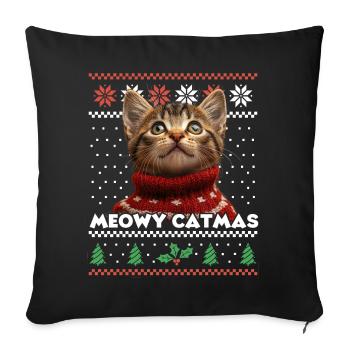 Meowy Catmas Christmas Matching Look - Red Scarf - Sofa pillowcase 17,3'' x 17,3'' (45 x 45 cm) - black - Front