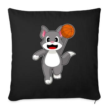 Chat Basketteur Basketteur - Housse de coussin décorative 45 x 45 cm - noir - Devant