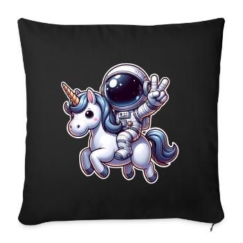 Astronaut reitet auf einem Einhorn - Sofakissenbezug 45 x 45 cm - Schwarz - Vorne