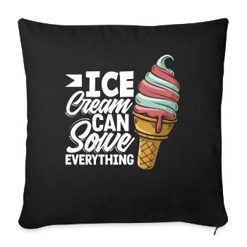 Amateurs de glaces - la crème glacée peut tout résoudre - Housse de coussin décorative 45 x 45 cm - noir - Devant