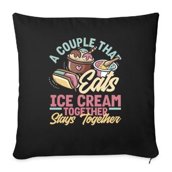 Couples d’amateurs de glaces profitant ensemble - Housse de coussin décorative 45 x 45 cm - noir - Devant