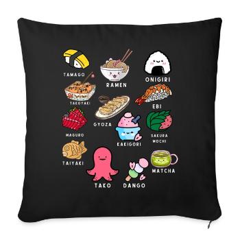Japanisches Essen Ramen Wasabi Tamago Kawaii Ota - Sofakissenbezug 45 x 45 cm - Schwarz - Vorne
