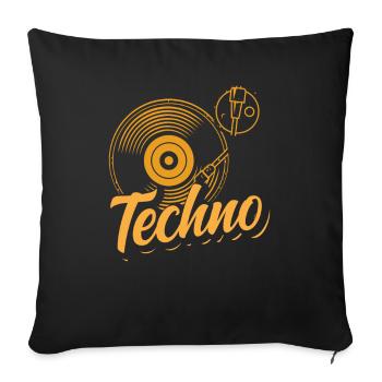 Techno Lover Vinyl Turntable Design - Sofa pillowcase 17,3'' x 17,3'' (45 x 45 cm) - black - Front