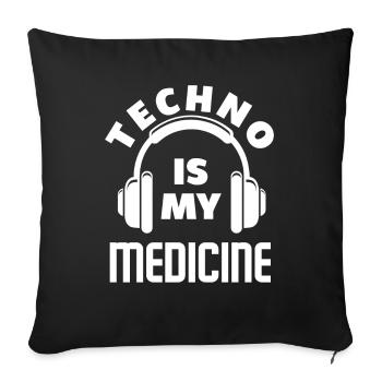 Techno Lover is my medicine - Sofa pillowcase 17,3'' x 17,3'' (45 x 45 cm) - black - Front