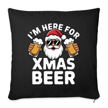 Dicton de Noël à la bière du Père Noël - Housse de coussin décorative 45 x 45 cm - noir - Devant