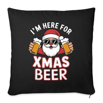 Dicton de Noël à la bière du Père Noël - Housse de coussin décorative 45 x 45 cm - noir - Devant
