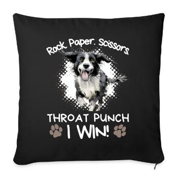 Rock Paper Scissors Throat Punch - Border Collie - Sofa pillowcase 17,3'' x 17,3'' (45 x 45 cm) - black - Front
