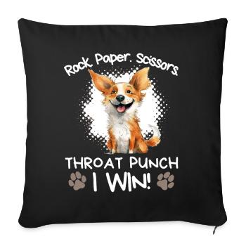 Roche Papier Ciseaux Drôle Corgi Sarcasme - Housse de coussin décorative 45 x 45 cm - noir - Devant