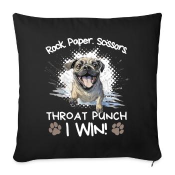 Roche Papier Ciseaux Carlin Drôle Sarcastique - Housse de coussin décorative 45 x 45 cm - noir - Devant