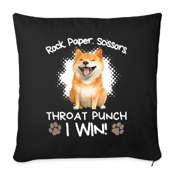Roche Papier Ciseaux Shiba Inu Sarcasme Humour - Housse de coussin décorative 45 x 45 cm - noir - Devant