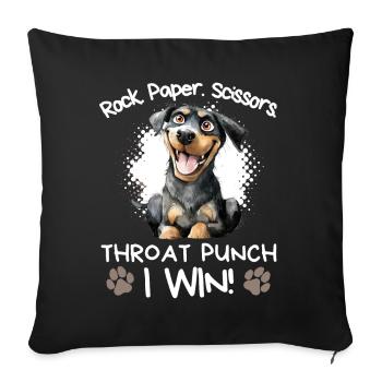Roche Papier Ciseaux Rottweiler Humour drôle - Housse de coussin décorative 45 x 45 cm - noir - Devant
