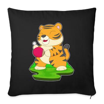 Raquette de tennis de table Tiger - Housse de coussin décorative 45 x 45 cm - noir - Devant
