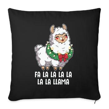 Fa La La Llama Funny Christmas Llama - Sofa pillowcase 17,3'' x 17,3'' (45 x 45 cm) - black - Front