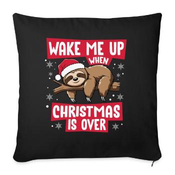 Wake Me Up Funny Christmas Sloth Christmas - Sofa pillowcase 17,3'' x 17,3'' (45 x 45 cm) - black - Front
