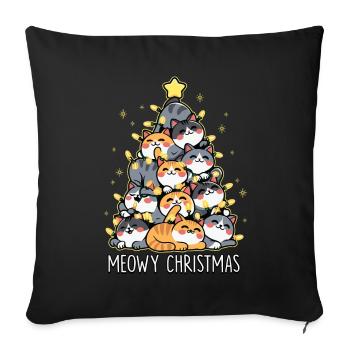 Meowy Christmas Lustiger Katzenbaum Weihnachten - Sofakissenbezug 45 x 45 cm - Schwarz - Vorne