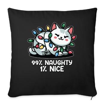 99% Naughty Funny Christmas Cat Fairy Lights - Sofa pillowcase 17,3'' x 17,3'' (45 x 45 cm) - black - Front