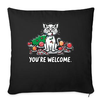 You're Welcome Funny Chaos Cat Christmas - Sofa pillowcase 17,3'' x 17,3'' (45 x 45 cm) - black - Front