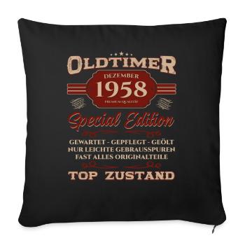 66. Geburtstag Oldtimer Dezember 1958 Jahrgang 58 - Sofakissenbezug 45 x 45 cm - Schwarz - Vorne
