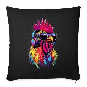 Coq Poulet Papa Poulailler Papa Poulet fermier Poulets - Housse de coussin décorative 45 x 45 cm - noir - Devant