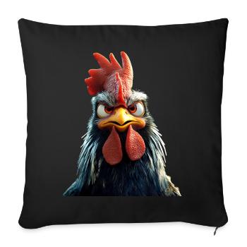 Coq Poulet Papa Poulailler Papa Poulet fermier Poulets - Housse de coussin décorative 45 x 45 cm - noir - Devant