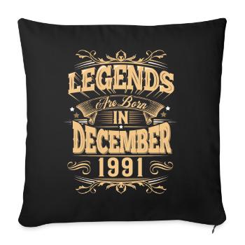Légende de l’anniversaire de décembre 1991 - Housse de coussin décorative 45 x 45 cm - noir - Devant