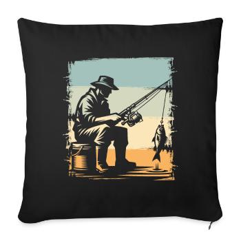 Fishing Anglers Fishing - Sofa pillowcase 17,3'' x 17,3'' (45 x 45 cm) - black - Front