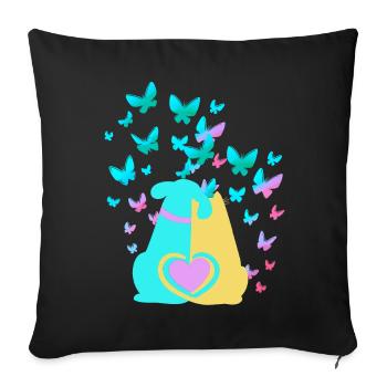 Spring Dog Cat Heart - Sofa pillowcase 17,3'' x 17,3'' (45 x 45 cm) - black - Front