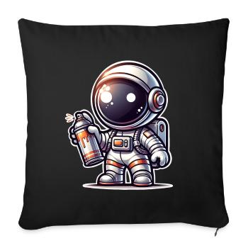 Pulvérisateur de graffitis astronaute - Housse de coussin décorative 45 x 45 cm - noir - Devant