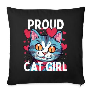 Fier chat fille amour chat chaton - Housse de coussin décorative 45 x 45 cm - noir - Devant