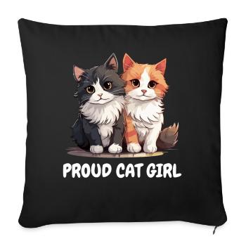 Proud Cat Girl - Funny Cat Kitten - Sofa pillowcase 17,3'' x 17,3'' (45 x 45 cm) - black - Front
