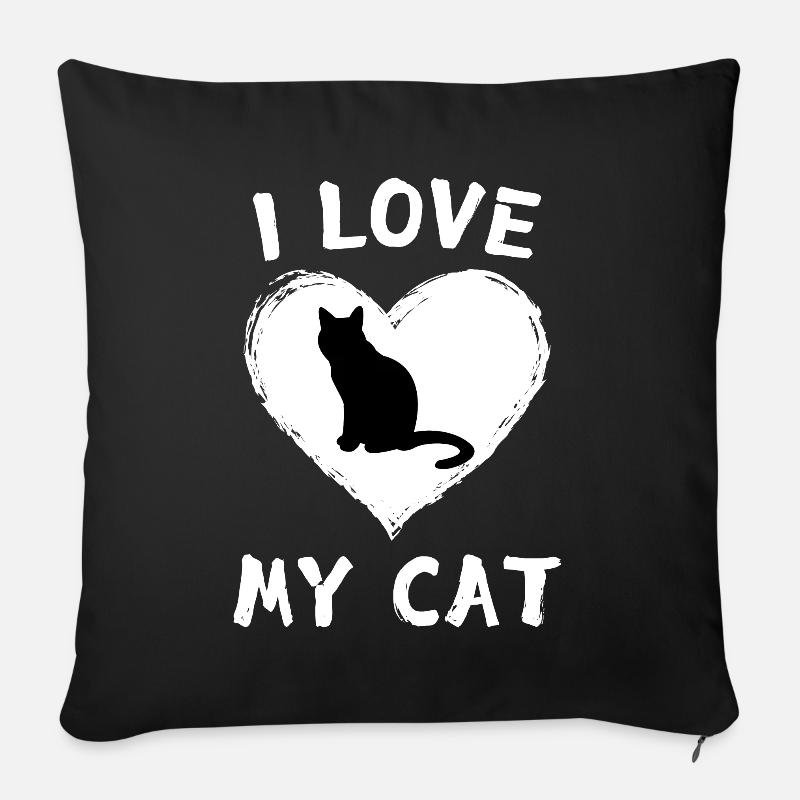 I Love My Cat Herz Silhouette – Katze Kätzchen - Sofakissenbezug 45 x 45 cm - Schwarz