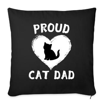 fier chat papa coeur silhouette chat chaton - Housse de coussin décorative 45 x 45 cm - noir - Devant