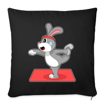 Hase Yoga Fitness Gymnastik - Sofakissenbezug 45 x 45 cm - Schwarz - Vorne