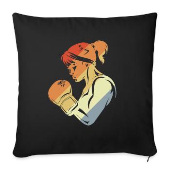 Vintage Female Boxer - Sofa pillowcase 17,3'' x 17,3'' (45 x 45 cm) - black - Front