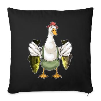 Pêche au canard pêcheur - Housse de coussin décorative 45 x 45 cm - noir - Devant