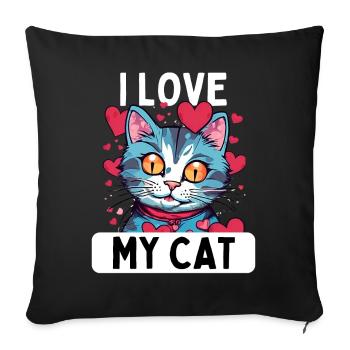 Cat Kitten Cat Lover Funny I Love My - Sofa pillowcase 17,3'' x 17,3'' (45 x 45 cm) - black - Front